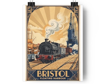 Bristol Floating Harbour steam train poster | Paper Poster