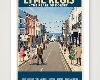 Limited Edition 50s Lyme Vintage style poster from an original photograph