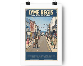 Lyme Regis Vintage Seaside Travel Poster Paper Poster | The Pearl of Dorset