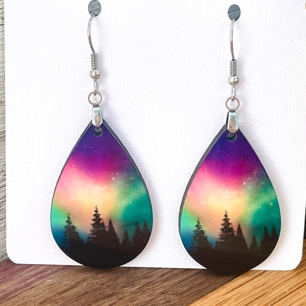 Aurora Borealis dangles | northern lights teardrops | Aurora earrings | Alaska dangles