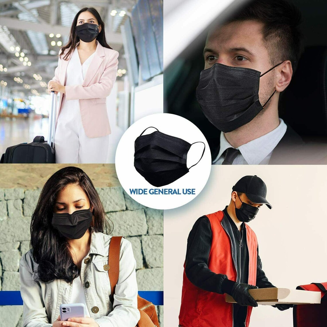 50 / 100 PCS Black Face Mask Mouth & Nose Protector Respirator Etsy