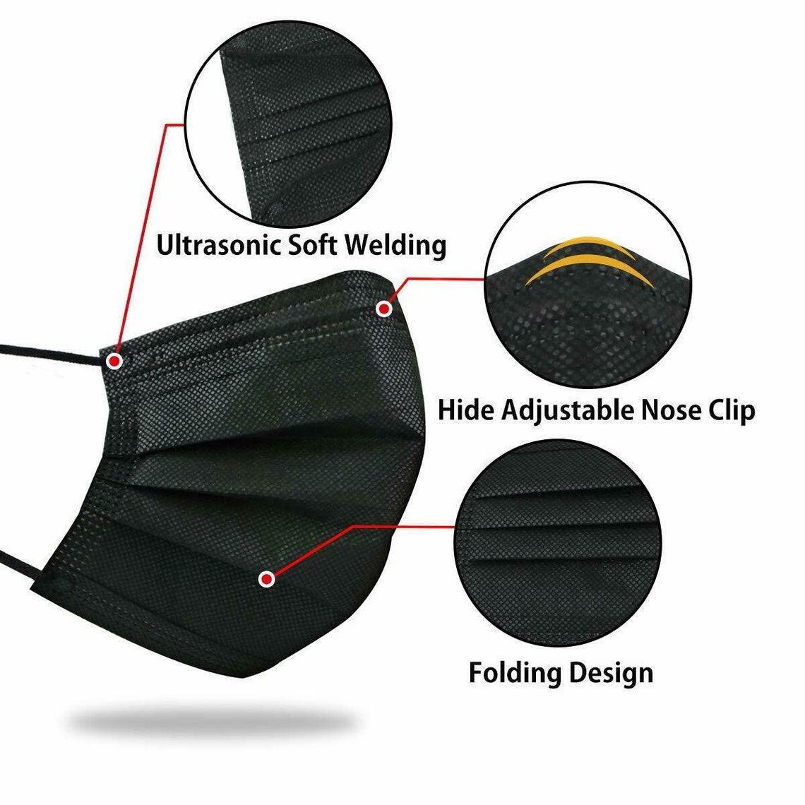 50 / 100 PCS Black Face Mask Mouth & Nose Protector Respirator Etsy