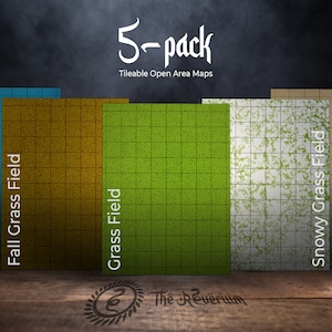 5er Pack Aneinanderbare Karten von offenen Flächen (8,5 x 11 inch letter), D&D, Pathfinder, print at home, Rollenspiel, 1" Grid