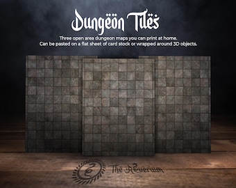 Dungeon Tiles: 3-pack, print-at-home PDFs, 1" blocks, realistic, letter + A4, D&D, Pathfinder, role-playing, TTRPG.