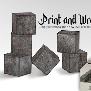 May include: Image features several gray, textured cubes arranged in a stack and scattered around. The text "Print and Wrap" is displayed in a stylized font, with the tagline "Bring your campaigns a new level of realism!"