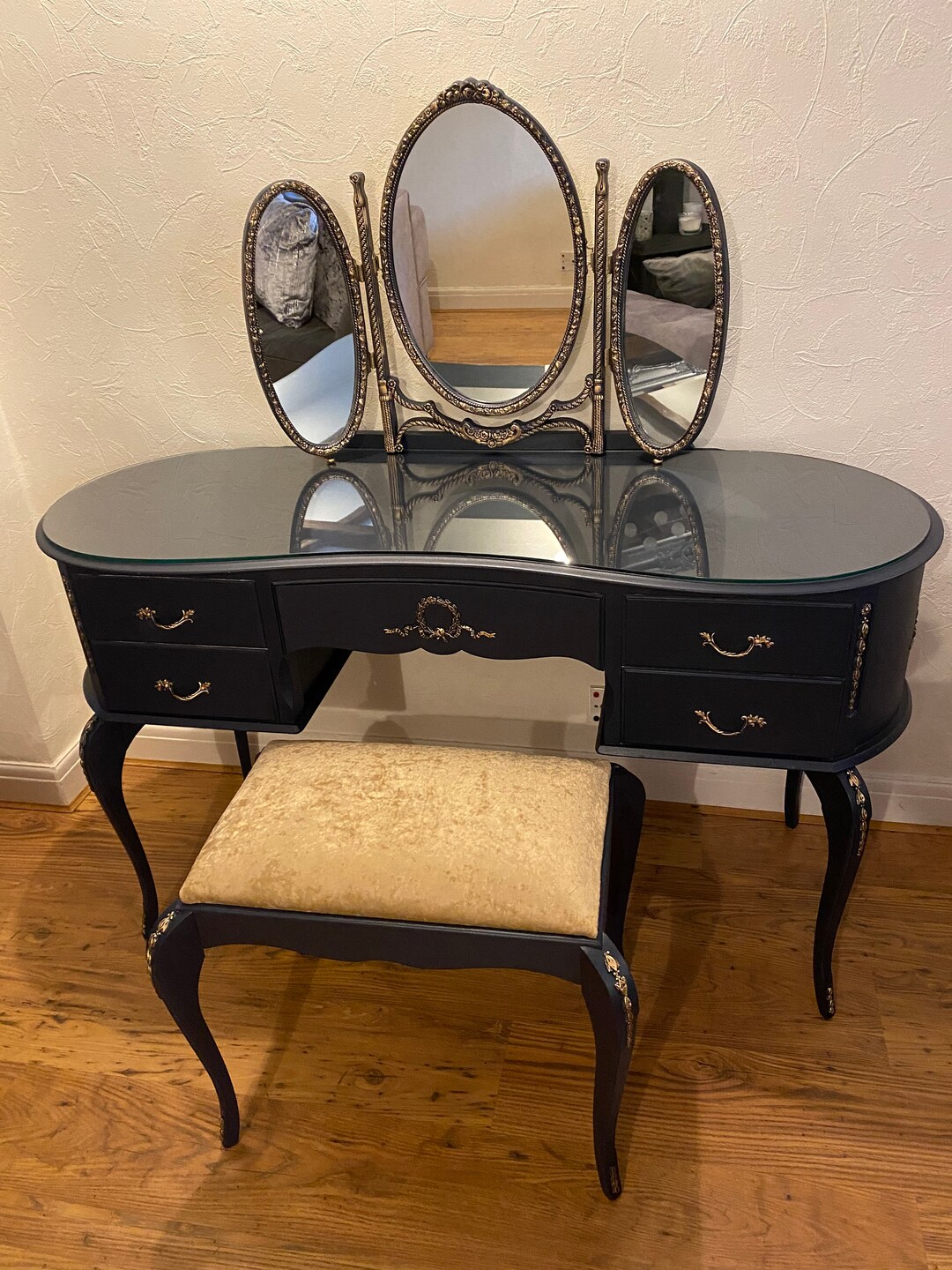 Olympus Dressing Table With Matching Triple Mirror and Stool Etsy UK