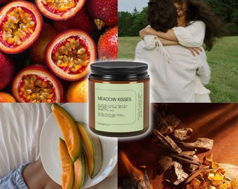 Secret affair gift, Meadow Kisses 4oz, Passionfruit & Melon candle, Lush Green Scent, Non-Toxic Wax, Valentine day Gift, passionfruit candle
