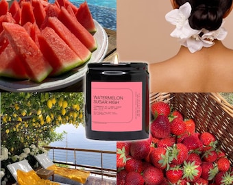 Watermelon Sugar High Candle - Coconut Soy Wax, 8 oz | Sweet Watermelon Scent | Summer candle, Fruity Candle, Pink Aesthetic Gift