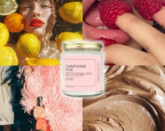 Champagne Rosé Scented Candle - 9 oz Luxury Soy Wax Candle, Berries Candle, Feminine Gift, Flirty Bold Home Fragrance
