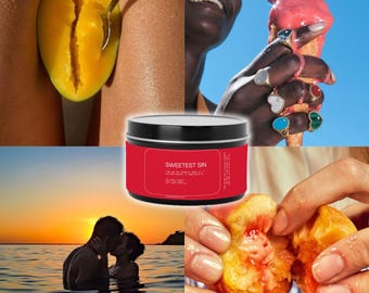 Sweetest Sin Candle - 8 oz Coconut Soy Wax, Juicy Pineapple, Peach, Sweet Mango & Coconut Milk, Luxury Home Fragrance
