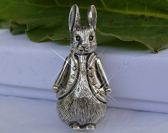 PETER RABBIT BROOCH/pin *Peter Rabbit* Sterling Silver*Jewellery Gift for her/him - vegetable grower!   rabbit brooch/pin gift
