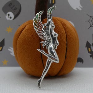 Fairy Angel lady brooch pin  Silver 925 *plique-a-jour enamel wings* -  jewellery gift for her/birthday