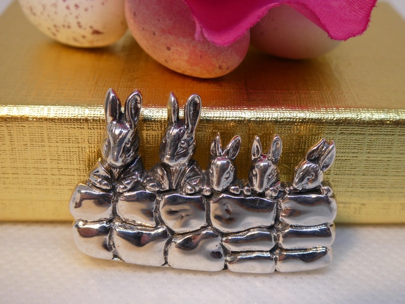 Silver Rabbit Pin Rabbit/bunny Brooch/pin - Rabbit Family * Silver * Jewellery Gift ...