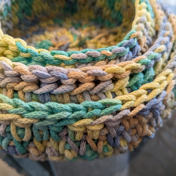 Handmade crochet stacking baskets. Set of 3