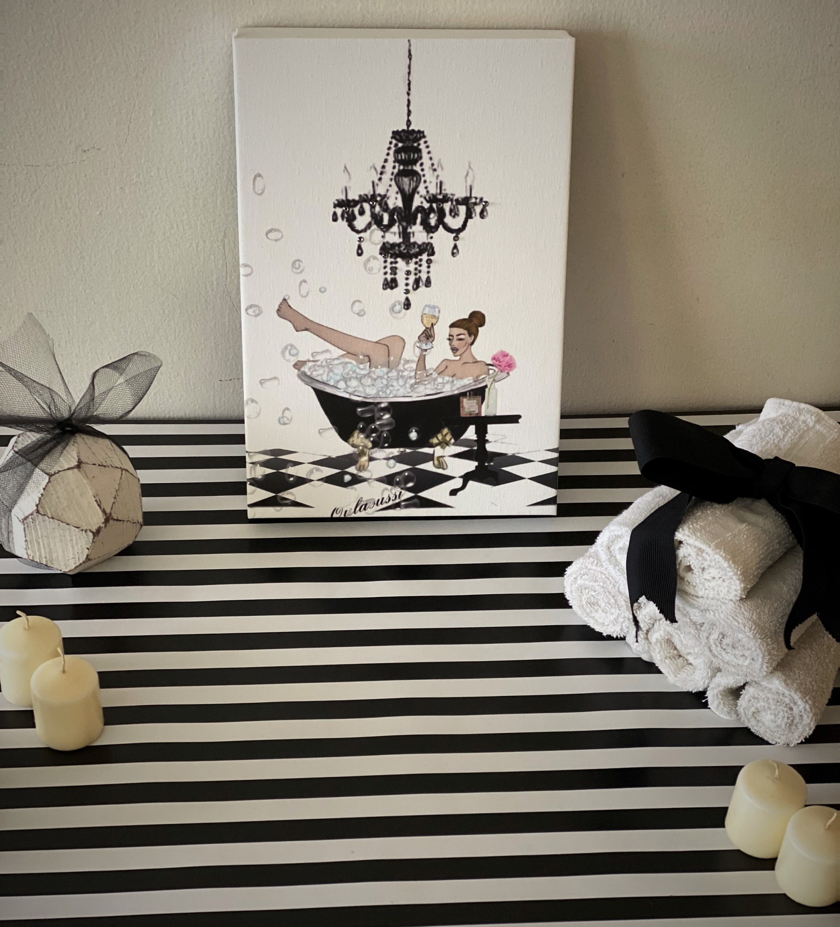 Bubble Bath Wine Original Artwork Cute Bathroom Decor Trendy Etsy