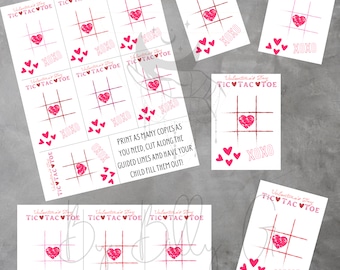 Valentine's Day Tic Tac Toe Printable Kid's Cards/ Print at Home ...
