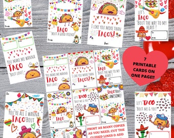 Printable taco Valentines cards