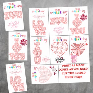 Printable maze valentines cards