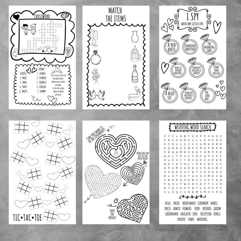 Printable Wedding Activity Pages book - Etsy