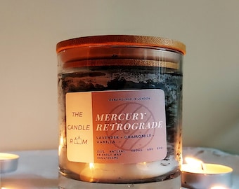 Vela de Mercurio Retrógrado / Lavanda, Manzanilla y Vainilla / Vela Ritual Relajante / Cera Natural / Regalo de Autocuidado Espiritual