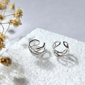 Real Sterling Silver Helix Earrings, Non Pierced Ear Cuffs, Clip On Fake Earrings, Dainty Minimalist Ear Wraps, Geometric Hollow Ear Clips