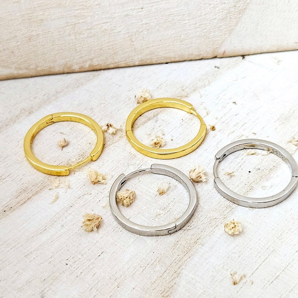 Zierliche Minimalistische Creolen, mittelgroße runde Ohrringe, 100% echte Silber Creolen, Gold moderne Creolen, schlanke Kreis Creolen, einfache schlichte Creolen