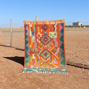 Colorful Moroccan Rug, Custom Fabulous Boujad Rug, Azilal rug, Abstract Multicolored Carpet, Handmade Moroccan Rug, Bohemian rug