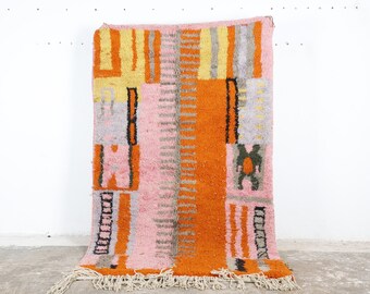 Authentic Moroccan Rug, Orange Custom Fabulous Boujad Rug, Azilal rug, Abstract Multicolored Carpet, Handmade Moroccan Rug, Bohemian rug