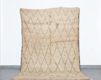 Vintage Beni Ourain Rug 10x6.3 ft: Handwoven Moroccan Wool Diamond Carpet