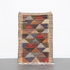 Moroccan Authentic Rug, Flatweave Moroccan Rug, Handmade Berber Carpet, Living Room Rug, Vinatge Rug, Artisanal Moroccan Rug