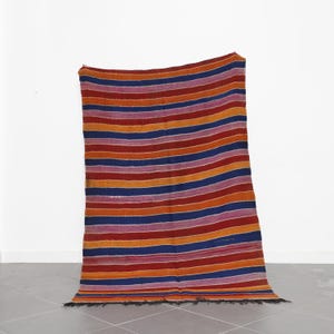 Moroccan Authentic Rug, Flatweave Moroccan Rug, Handmade Berber Carpet, Living Room Rug, Vinatge Rug, Artisanal Moroccan Rug