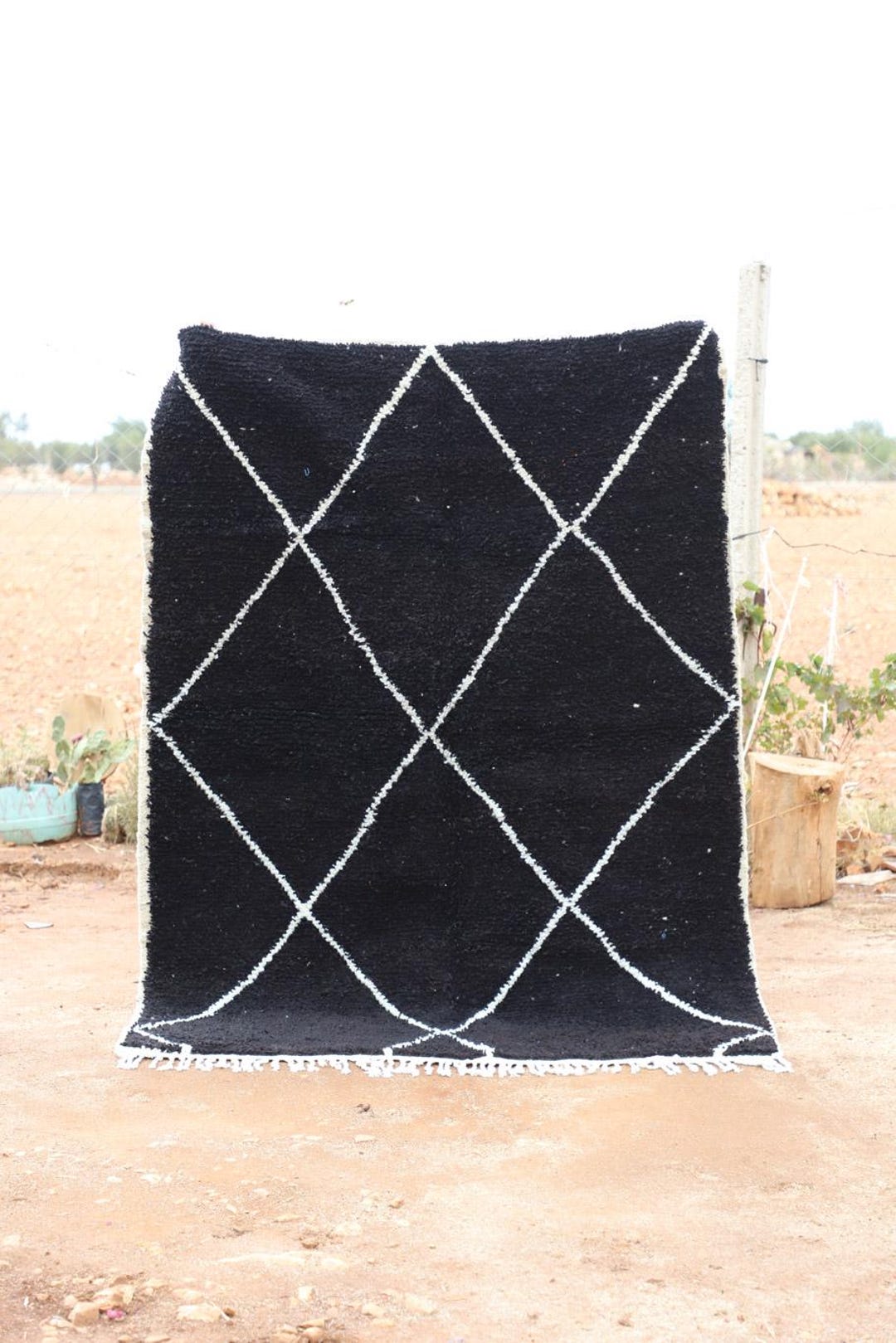 Moroccan Berber Rug – Handwoven Beni Ourain, Geometric Design, Natural ...