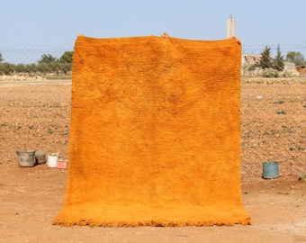 Contemporary Moroccan Rug, Abstract Rug, Orange Carpet, Custom Berber Wool Rug For living Room.