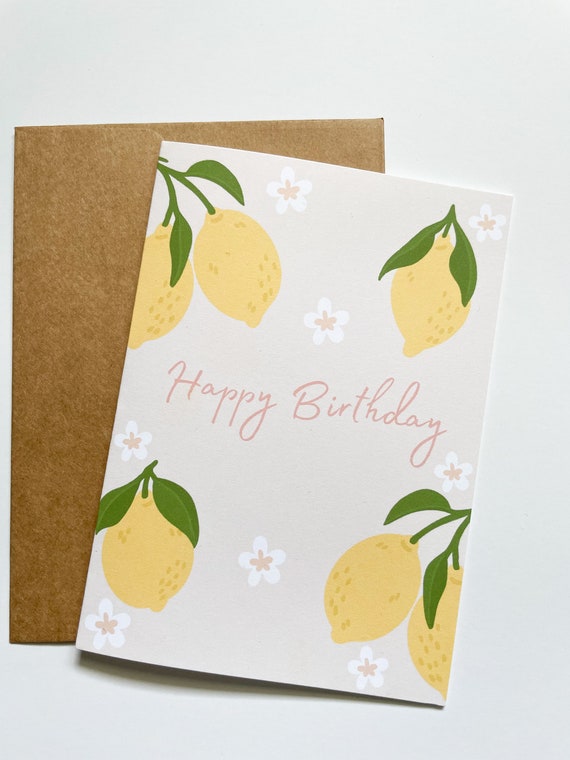 Lemon Birthday Card Summer Birthday Card Happy Birthday Card | Etsy