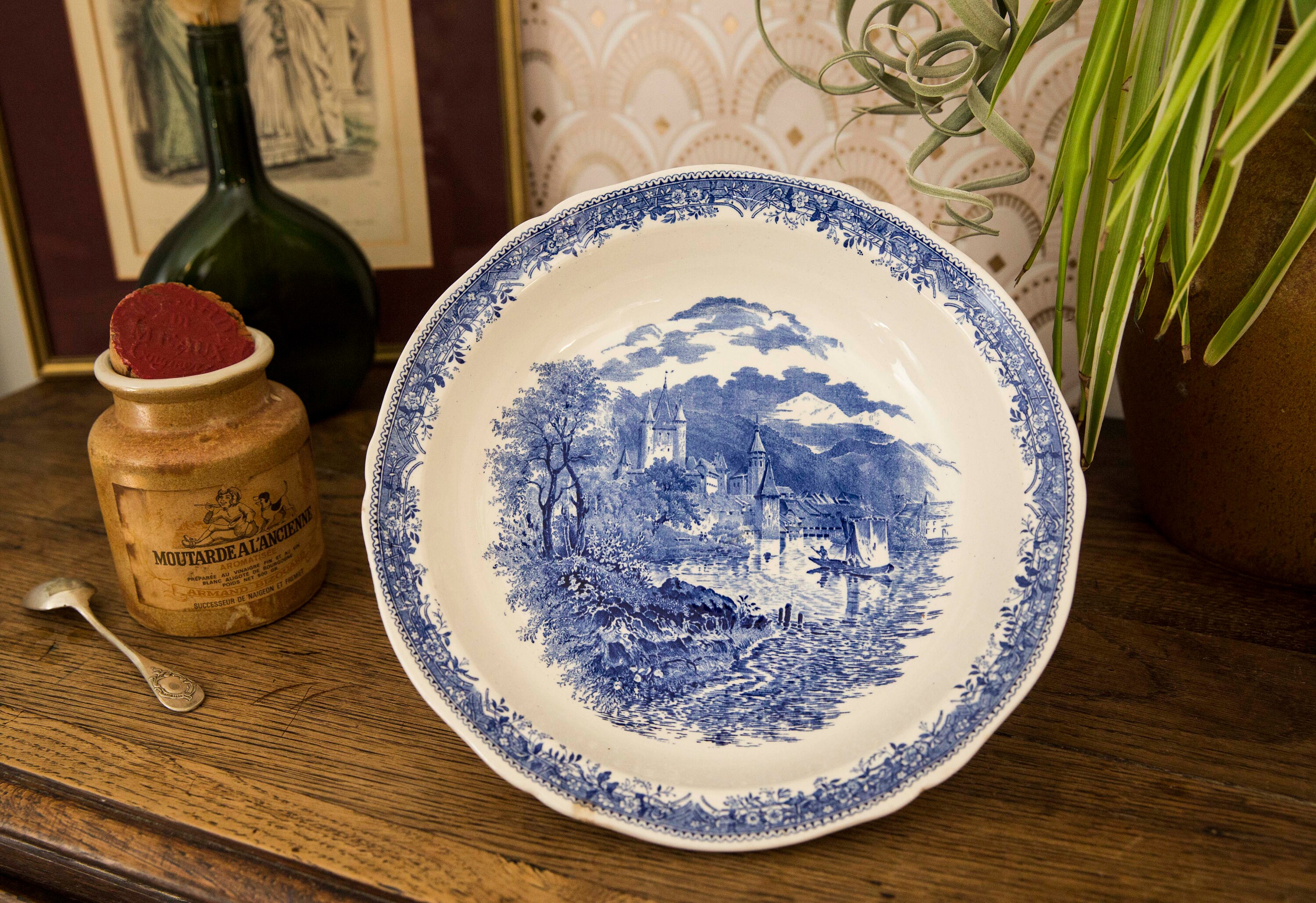 1960's Vintage Transferware Salad Serving Dish Villeroy & Boch Burgenland/Plat de Service à Salade V