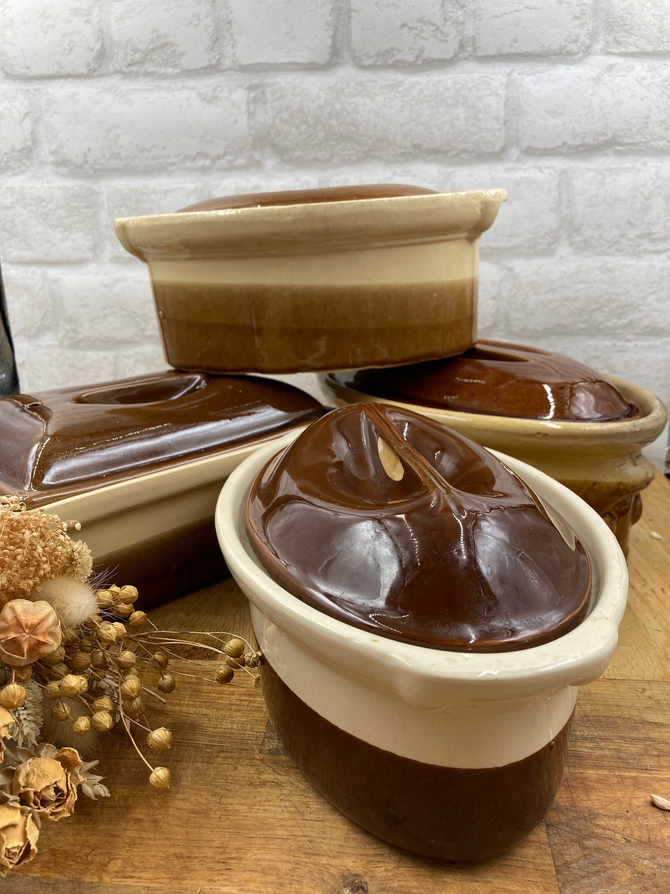 La Bourguignonne Vintage Earthenware French Terrine/Ancienne en Terre Cuite Émaillée