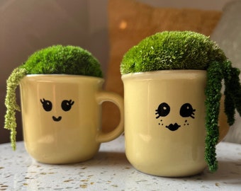 Preserved Moss Mini Centerpiece: Espresso Cup with Fern | USA ORDERS - Tariffs/Duties Prepaid