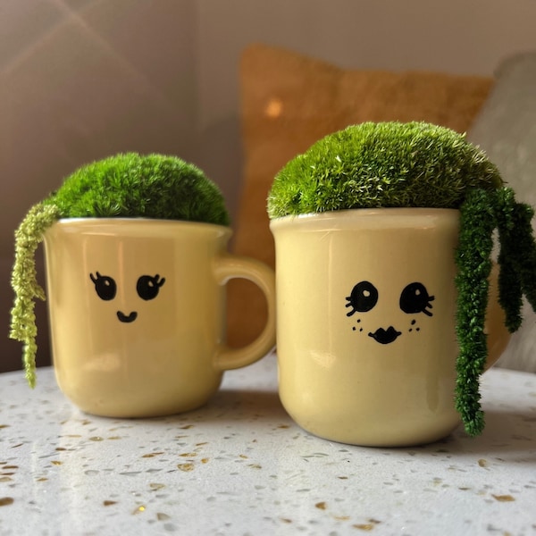 Moss Mini Centerpiece Espresso Cup | Pole Moss | Preserved Fern | Ceramic Cup | Gift | Wedding Favours