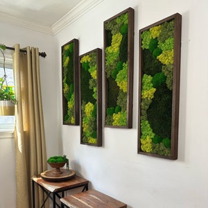 Moss Wall Art | Preserved Moss Art | Moss Wall Decor | Moss Wall Sets | Large Rectangle Single - Six Set | Green Reindeer Sheet + Pole Moss