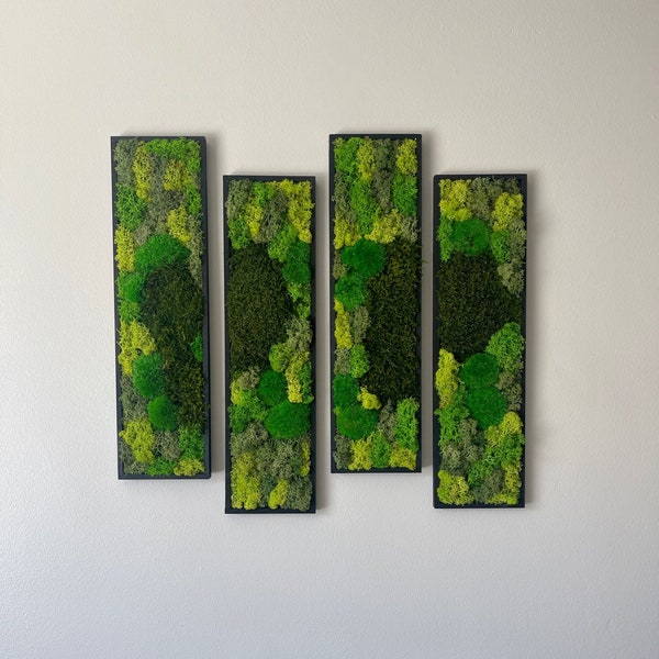 Moss Wall Art | Preserved Moss Art Framed | Moss Wall Decor | Moss Wall Sets | Rectangle Single to Six Set | Green Reindeer Moss Pole Moss