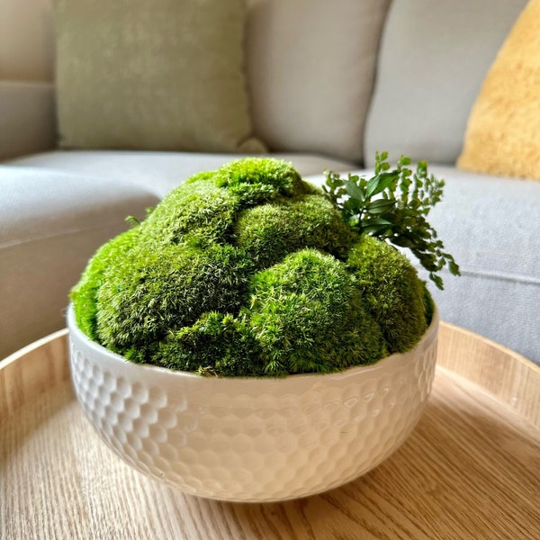 Moss Centerpiece Large | Pole Moss | Preserved Moss Gift | Ceramic Centrepiece Bowl | Green Moss | Wedding Centrepiece Decor