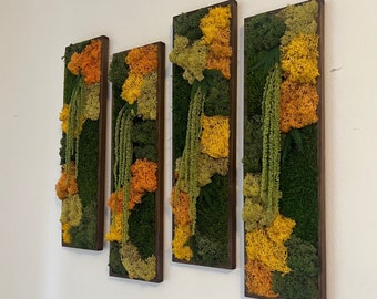 Moss Wall Art | Preserved Moss Art Framed | Moss Wall Decor | Moss Wall Sets | Rectangle Single to Six Set | Green Reindeer Moss Pole Moss