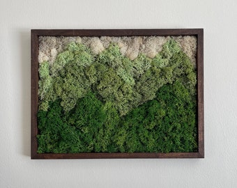 Preserved Reindeer Moss Wall Art: Green Mountain Landscape | USA - TARIFF FREE