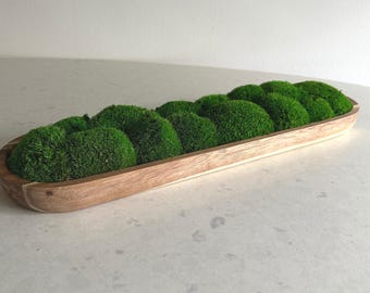 Preserved Moss Centerpiece | Natural Pole Moss in Wood Bowl