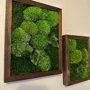 Cornice rettangolare con muschio da parete / Arte con muschio conservato / Cornice in legno / Decorazione da parete con muschio / Singolo o set da 2 / Muschio a palo e in fogli / Regalo di Natale