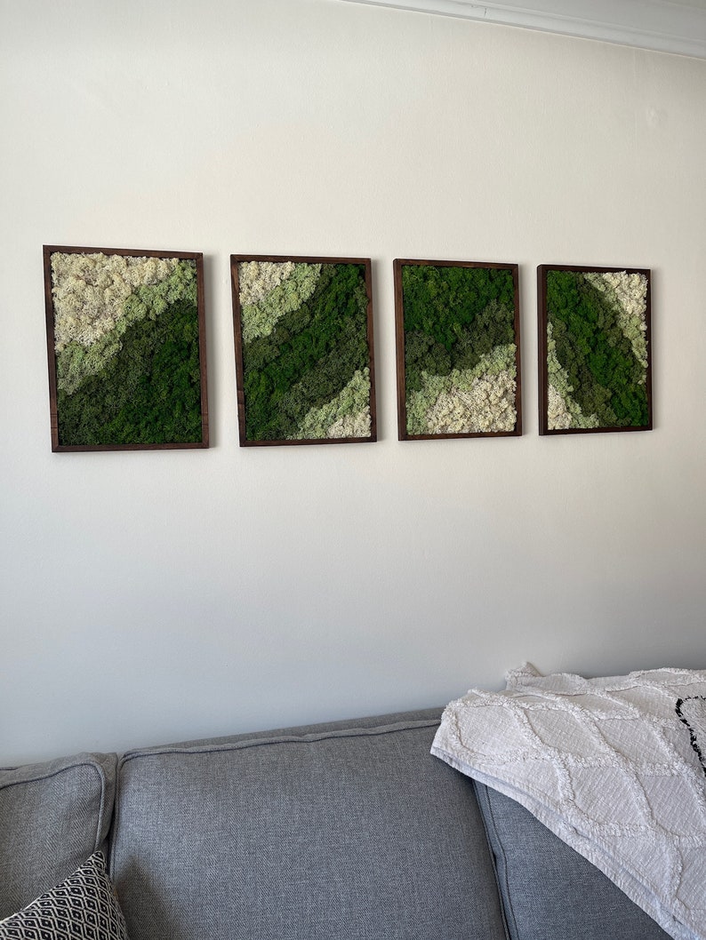 Moss Wall Art Reindeer Moss Wall Decor Moss Wall Art Set Etsy