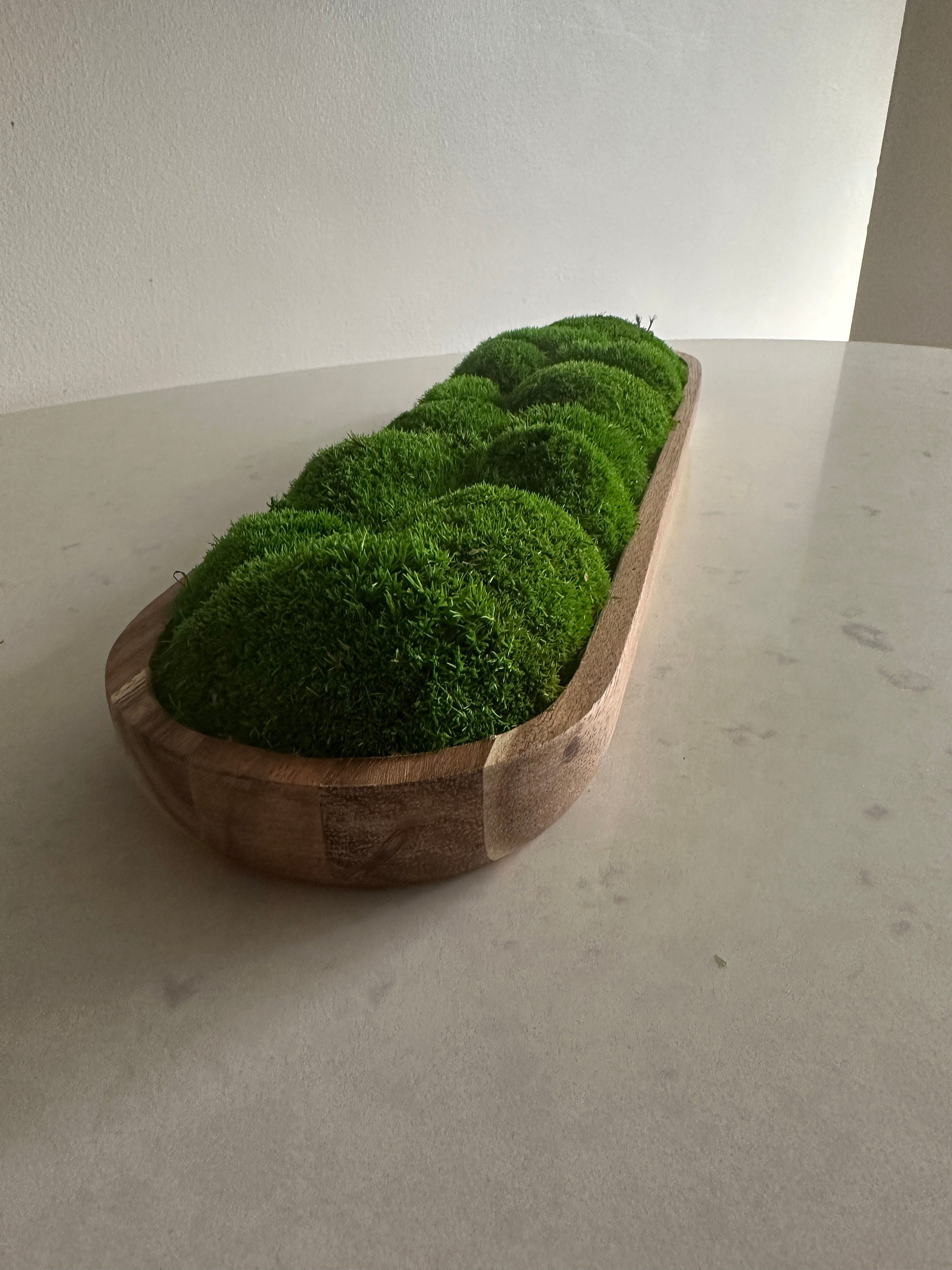 Rustic Wood Moss Bowl Centerpiece Preserved Moss Arrangement Pedestal Bowl  for Dining Table Enchanted Table Office Decor Client Boho Gift 