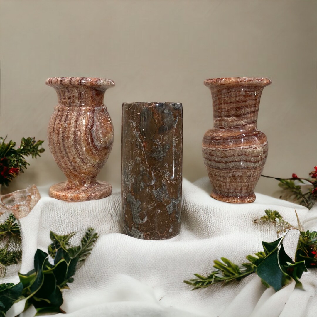 Handmade Onyx Vase Onyx Vase Set With Veins Onyx Vase Etsy