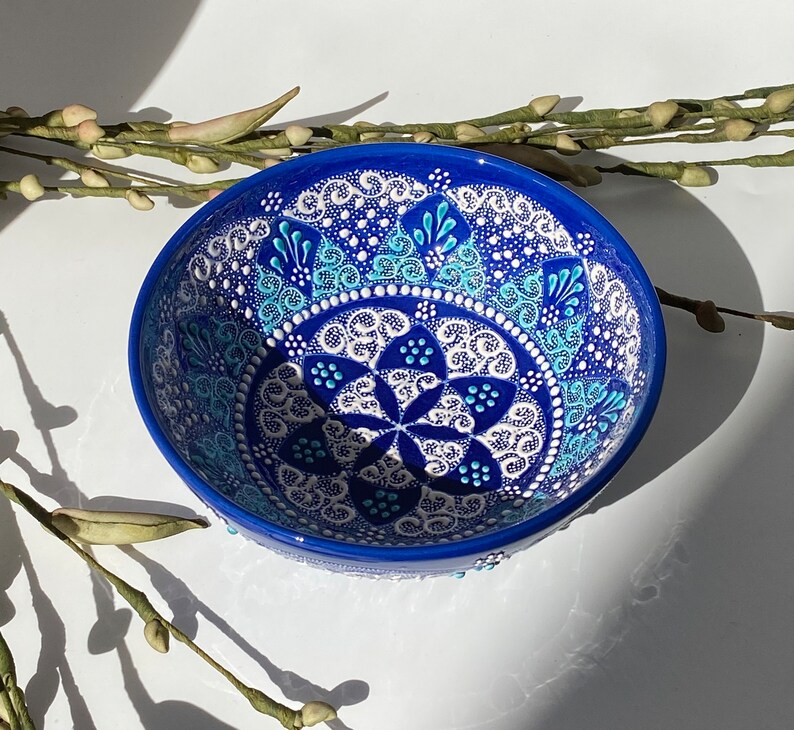 5.9'' Ceramic Bowl, Handmade Ceramic Bowl, Decorative Turkish Bowl, Ceramic Serving Bowl, Jewellery Bowl image 2