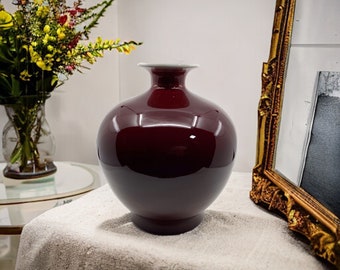 10.2" Burgundy Ceramic Vase, Decorative Ceramic Vase, Office Decoration, Christmas Gift, Home Decoration, Housewarming Gift